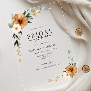 Invitations En Acrylique Élégante Douche de Mariée en Cuivre et Botanique
