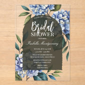 Invitations En Acrylique Élégante Douche de Mariée Hydrangea Bleu Douce (Recto)
