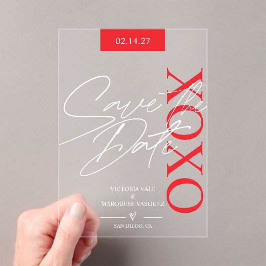 Invitations En Acrylique Élégante et romantique Saint Valentin Enregistrer (In situ (ordinateur de poche))