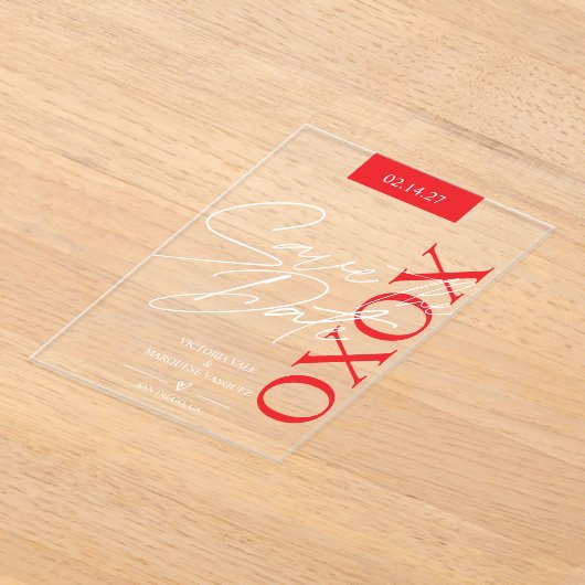 Invitations En Acrylique Élégante et romantique Saint Valentin Enregistrer (Poser)