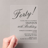 Invitations En Acrylique Élégante fête d'anniversaire moderne Texte noir (In situ (ordinateur de poche))