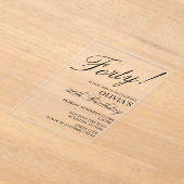 Invitations En Acrylique Élégante fête d'anniversaire moderne Texte noir (Poser)