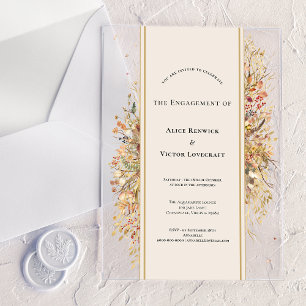 Invitations En Acrylique Élégante Fête de Fiançailles Rustique d'Automne Be