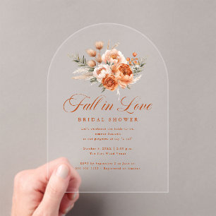 Invitations En Acrylique Élégante Fête de Mariage d'Automne Amour
