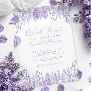 Invitations En Acrylique Élégante Fête de Mariage Florale au Lavande à l'Aq