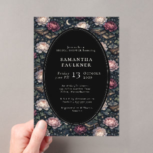 Invitations En Acrylique Élégante Fête de Mariage Florale Romantique Sombre