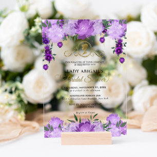 Invitations En Acrylique Élégante Fête de Mariage Florale Violette Victorie
