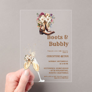 Invitations En Acrylique Élégante Fête des mariées Boho Western Cowboy