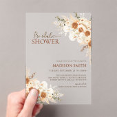 Invitations En Acrylique Élégante Fête des mariées de code QR Floral en ter (In situ (ordinateur de poche))