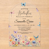 Invitations En Acrylique Elégante Fête des mariées de papillons aquarelle (Recto)