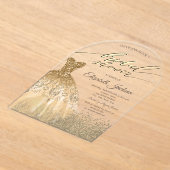 Invitations En Acrylique Elégante Fête des mariées de robe Diamants Or (Poser)