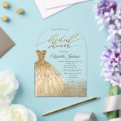 Invitations En Acrylique Elégante Fête des mariées de robe Diamants Or (Insitu (Mariage))