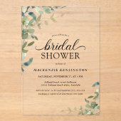 Invitations En Acrylique Elégante Fête des mariées de verdure botanique (Recto)