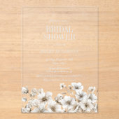 Invitations En Acrylique Elégante Fête des mariées florale blanche (Recto)