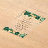 Invitations En Acrylique Élégante Fête des mariées victorienne Emerald Flor (Poser)