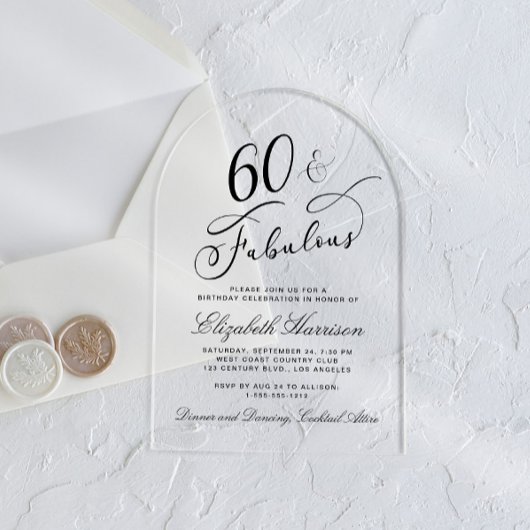 Invitations En Acrylique Élégante fête du 60e anniversaire