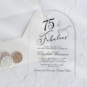 Invitations En Acrylique Élégante fête du 75e anniversaire