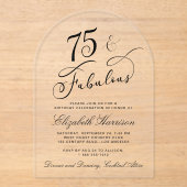 Invitations En Acrylique Élégante fête du 75e anniversaire (Recto)
