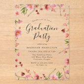 Invitations En Acrylique Élégante fête florale du printemps rose (Recto)