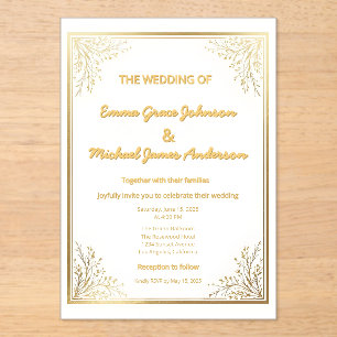Invitations En Acrylique Élégante huile classique d'or