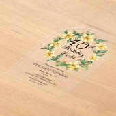 Invitations En Acrylique Élégante jonquille jaune 40e anniversaire floral (Poser)