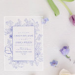 Invitations En Acrylique Élégante Lavande Lavande Florale Line Mariage d'ar<br><div class="desc">Prenez l'élégance sereine de votre mariage avec ce faire-part de mariage d'art floral Lilac Lavender. Les gracieuses illustrations florales, associées à la teinte douce et sophistiquée de Lilac Lavender, évoquent un sentiment intemporel de calme et de romantisme. Parfait pour les fêtes côtières, les soirées de jardin ou les réceptions de...</div>