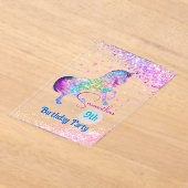 Invitations En Acrylique Elégante licorne rose aqua parties scintillant ann (Poser)