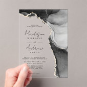 Invitations En Acrylique Elégante Mariage en marbre noir et blanc (In situ (ordinateur de poche))