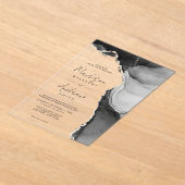 Invitations En Acrylique Elégante Mariage en marbre noir et blanc (Poser)