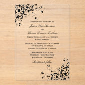 Invitations En Acrylique Elégante Mariage noir & blanc (Recto)