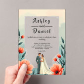 Invitations En Acrylique Élégante Mariée Romantique Et Mariage Floral (In situ (ordinateur de poche))