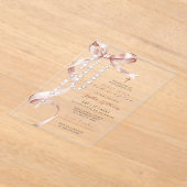 Invitations En Acrylique Élégante Mocha Bow & Rosary Première sainte commun (Poser)