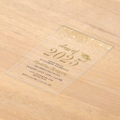 Invitations En Acrylique Élégante Parties scintillant Black Gold Casquette  (Poser)