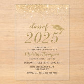 Invitations En Acrylique Élégante Parties scintillant Black Gold Casquette  (Recto)