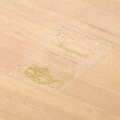 Invitations En Acrylique Elégante Parties scintillant d'or noir Masquerade  (Poser)