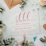 Invitations En Acrylique Elégante Parties scintillant Rose Gold Surprise fê<br><div class="desc">Célébrez dans le style avec ces invitations acryliques tendance et élégante typographie surprise fête d'anniversaire. Le design est facile à personnaliser et vos invités seront ravis quand ils reçoivent ces invitations élégants.</div>