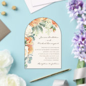 Invitations En Acrylique Elégante Pêche Blanc Floral Eucalyptus Mariage Arc (Insitu (Mariage))