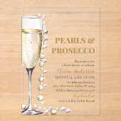 Invitations En Acrylique Elégante perles d'or et Fête des mariées de poursu (Recto)