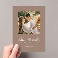 Élégante Photo Mariage Romantique Marron Économise