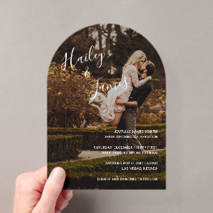 Invitations En Acrylique Élégante Photo Moderne Mariage