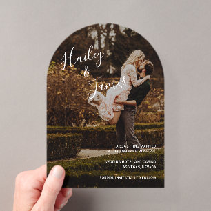 Invitations En Acrylique Élégante Photo Moderne Mariage Enregistrer la Date