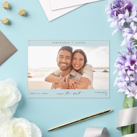 Invitations En Acrylique Élégante photo panoramique moderne Enregistrer la (Insitu (Mariage))