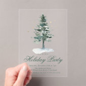 Invitations En Acrylique Elégante Pine Neige Arbre Or Étoiles Fête de Vacan (In situ (ordinateur de poche))
