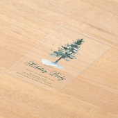 Invitations En Acrylique Elégante Pine Neige Arbre Or Étoiles Fête de Vacan (Poser)