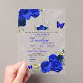 Invitations En Acrylique Élégante Quinceanera royale bleue (In situ (ordinateur de poche))