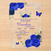 Invitations En Acrylique Élégante Quinceanera royale bleue (Recto)