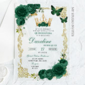 Invitations En Acrylique Élégante Quinceanera verte émeraude