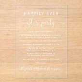 Invitations En Acrylique Elégante Réception De Mariage De Script Blanc (Recto)