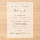 Invitations En Acrylique Elégante Réception De Mariage De Script Or Frosted (Recto)