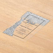 Invitations En Acrylique Elégante robe de Parties scintillant en argent 40e (Poser)